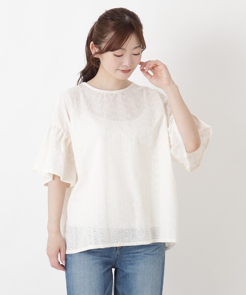 one'sterrace(ワンズテラス)の「総柄刺繍ブラウス(シャツ/ブラウス・レディース・グリーン系その他6/ホワイト系9/イエロー系8/レッド系9/ブラック系8・02)」の1枚目の写真