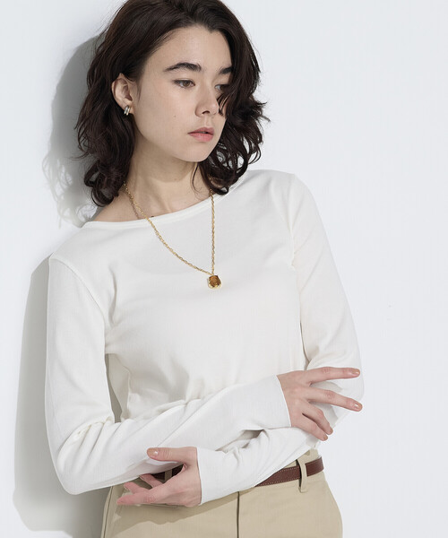 COMME CA Wardrobe(コムサワードローブ)の「〔 +サイズ 〕綿キュプラベアテレコ プルオーバー(Tシャツ/カットソー・レディース・ブラック/グレー・15号)」の9枚目の写真