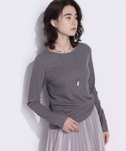 COMME CA Wardrobe(コムサワードローブ)の「〔 +サイズ 〕綿キュプラベアテレコ プルオーバー(Tシャツ/カットソー・レディース・ブラック/グレー・15号)」の14枚目の写真