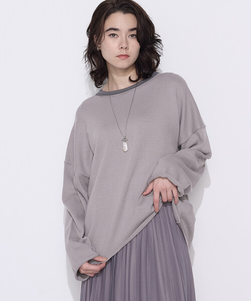 COMME CA Wardrobe(コムサワードローブ)の「〔 +サイズ 〕綿キュプラベアテレコ プルオーバー(Tシャツ/カットソー・レディース・ブラック/グレー・15号)」の6枚目の写真