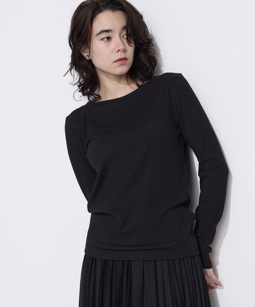 COMME CA Wardrobe(コムサワードローブ)の「〔 +サイズ 〕綿キュプラベアテレコ プルオーバー(Tシャツ/カットソー・レディース・ブラック/グレー・15号)」の8枚目の写真