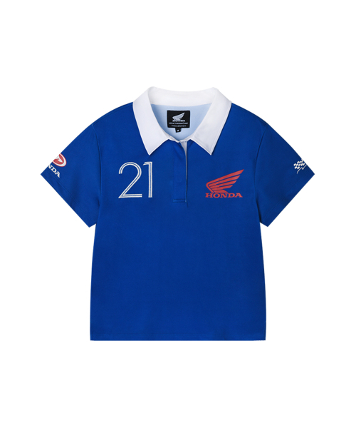 PHYPS MOTORCYCLE（フィップスモーターサイクル）の「Womens Moto Patch Polo Shirt Blue（ポロシャツ・レディース・その他・MEDIUM/SMALL）」の2枚目の写真
