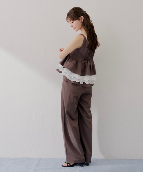 Chico(チコ)の「【SALON by Chico】セットアップ対応可 / ウエストイヤードレースワイドスラックスパンツ(その他パンツ・レディース・グレー系その他2/グレー/ブラウン/ブラック系その他2・MEDIUM/SMALL)」の11枚目の写真