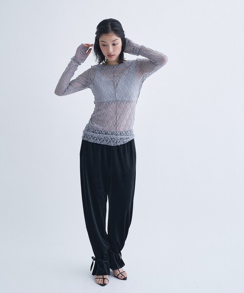 CODE A(コードエー)の「【ReRe】stretch lace tops(Tシャツ/カットソー・レディース・パープル/ホワイト/ライトグレー・00)」の7枚目の写真