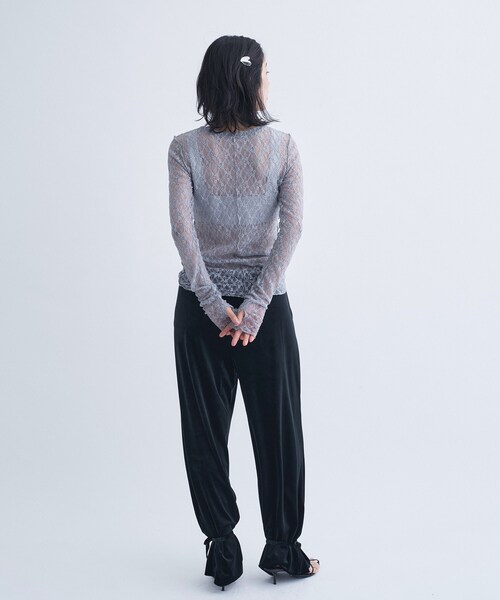CODE A(コードエー)の「【ReRe】stretch lace tops(Tシャツ/カットソー・レディース・パープル/ホワイト/ライトグレー・00)」の8枚目の写真