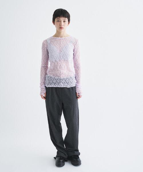 CODE A(コードエー)の「【ReRe】stretch lace tops(Tシャツ/カットソー・レディース・パープル/ホワイト/ライトグレー・00)」の11枚目の写真
