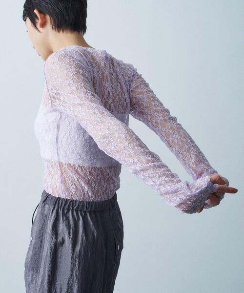 CODE A(コードエー)の「【ReRe】stretch lace tops(Tシャツ/カットソー・レディース・パープル/ホワイト/ライトグレー・00)」の12枚目の写真