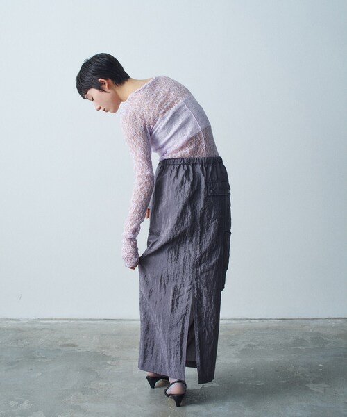CODE A(コードエー)の「【ReRe】stretch lace tops(Tシャツ/カットソー・レディース・パープル/ホワイト/ライトグレー・00)」の14枚目の写真