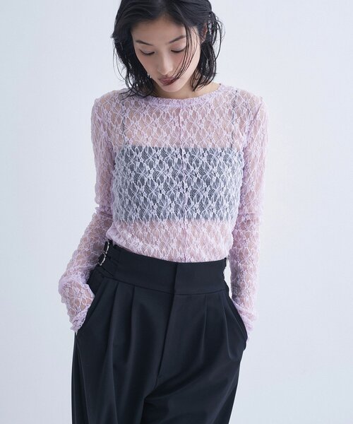 CODE A(コードエー)の「【ReRe】stretch lace tops(Tシャツ/カットソー・レディース・パープル/ホワイト/ライトグレー・00)」の16枚目の写真