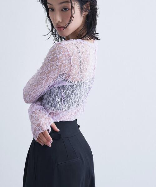 CODE A(コードエー)の「【ReRe】stretch lace tops(Tシャツ/カットソー・レディース・パープル/ホワイト/ライトグレー・00)」の17枚目の写真