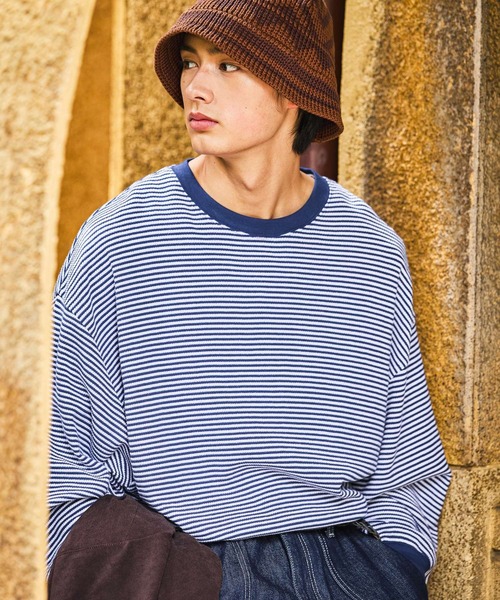 niko and...(ニコアンド)の「USAコットンワッフルクルーTシャツ(Tシャツ/カットソー・メンズ・ブルー/チャコール/ブラック/オフホワイト・MEDIUM/LARGE)」の16枚目の写真