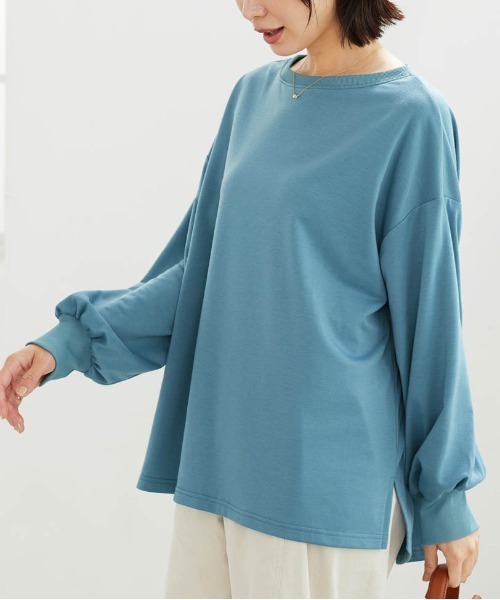 BELLUNA PLUS（ベルーナ）の「ゆったり抜け感プルオーバー（Tシャツ/カットソー・レディース・オフホワイト/ワイン/チャコール/ブルー・LARGE/X-LARGE/MEDIUM）」の4枚目の写真