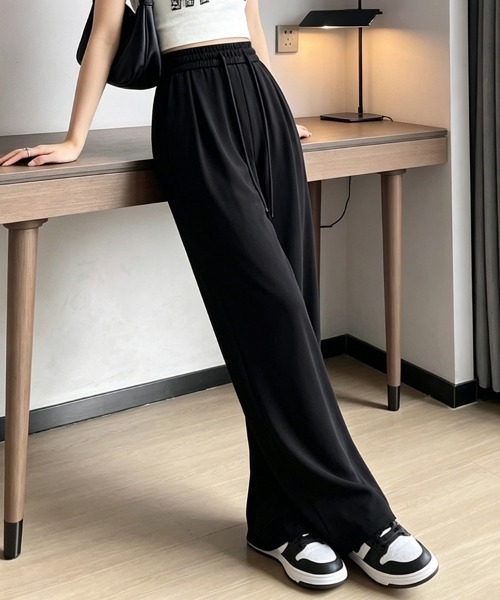 ONEP STAR（ワンピスター）の「接触冷感イージーワイドパンツ（スウェットパンツ・レディース・ブラック/ベージュ/ピンク/ダークグレー・SMALL/MEDIUM/LARGE/X-LARGE）」の13枚目の写真