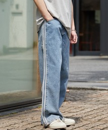 adidas | adidas/アディダス ファイヤーバード アディカラー デニム ジーンズ ミッドライズ ストレートレッグ サイドライン 淡色 メンズ レディース 2026年 夏 夏服 秋服(デニムパンツ)