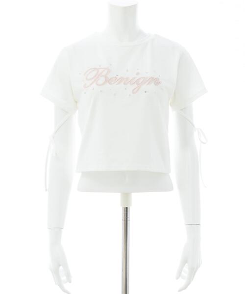 INGNI（イング）の「ビジュー飛ばし袖リボンレースロゴTシャツ（Tシャツ/カットソー・レディース・ブラック×ホワイト/ホワイト×ピンク/ピンク系7・M）」の22枚目の写真