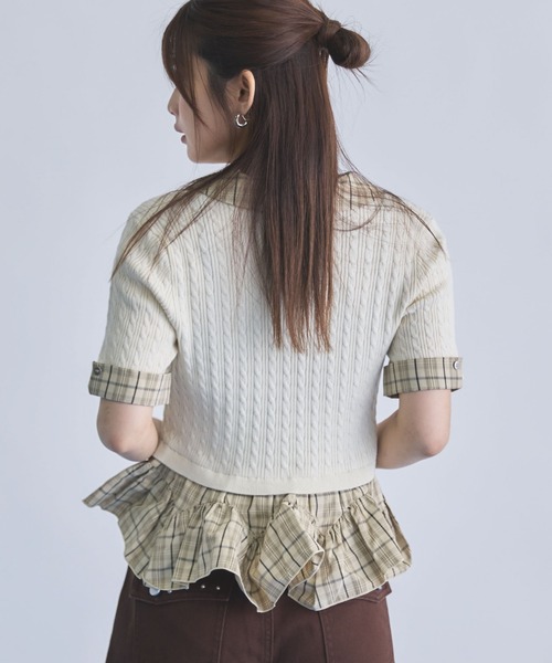 archives(アルシーヴ)の「ラウンドチェックシャツレイヤードVネックニットPO(ニット/セーター・レディース・ブラウン/グレー/アイボリー・MEDIUM)」の6枚目の写真