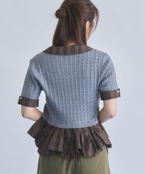archives(アルシーヴ)の「ラウンドチェックシャツレイヤードVネックニットPO(ニット/セーター・レディース・ブラウン/グレー/アイボリー・MEDIUM)」の13枚目の写真