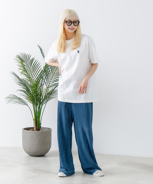 U.S. POLO ASSN.(ユーエスポロアッスン)の「【U.S. POLO ASSN./ユーエスポロアッスン】【綿100% ワンポイント刺繍が程よいアクセント】半袖Tシャツ ビッグシルエット 無地 定番 王道 カジュアル 上品 ユニセックス(Tシャツ/カットソー・メンズ・ブラック/ホワイト・LARGE)」の5枚目の写真