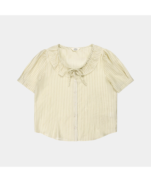 PIGMENT（ピグメント）の「シースルーネックシャーリングストライプブラウス (KYBL2604006)（シャツ/ブラウス・レディース・ミント/スカイブルー・FREE）」の2枚目の写真