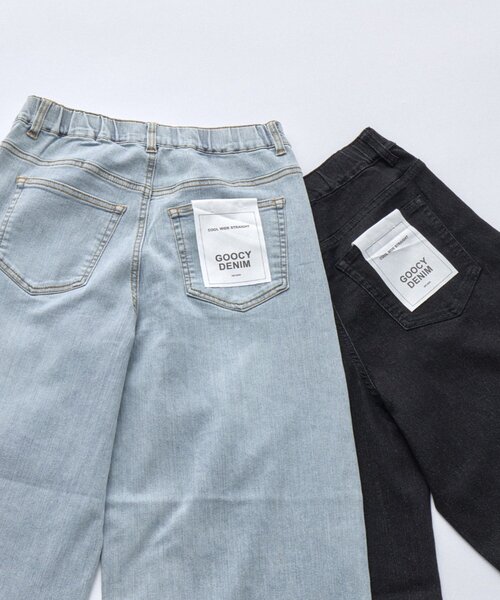 goocy(グーシー)の「【冷感・吸水速乾】ワイドストレートデニム(デニムパンツ・レディース・ブラック/ブルー・MEDIUM/SMALL)」の21枚目の写真