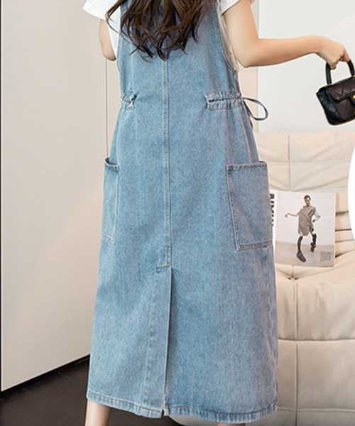 GLAMOROUS JANE(グラマラスジェーン)の「サイドリボンデニムジャンパースカート(ジャンパースカート・レディース・ブラック/インディゴブルー/ブルー・FREE)」の12枚目の写真