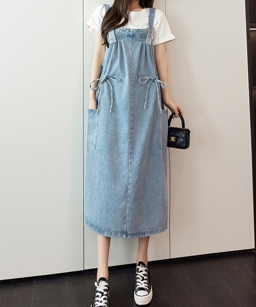 GLAMOROUS JANE(グラマラスジェーン)の「サイドリボンデニムジャンパースカート(ジャンパースカート・レディース・ブラック/インディゴブルー/ブルー・FREE)」の13枚目の写真
