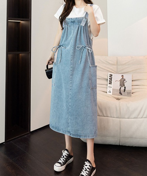 GLAMOROUS JANE(グラマラスジェーン)の「サイドリボンデニムジャンパースカート(ジャンパースカート・レディース・ブラック/インディゴブルー/ブルー・FREE)」の6枚目の写真