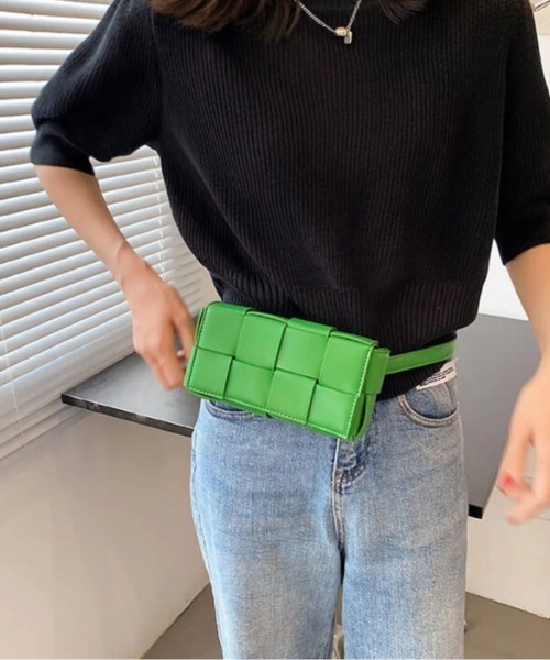 L LABEL（エルラベル）の「イントレチャートスクエアバッグ（ショルダーバッグ・レディース・ホワイト/グリーン/ブラック・FREE）」の6枚目の写真