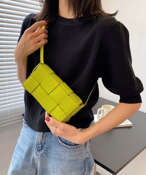 L LABEL（エルラベル）の「イントレチャートスクエアバッグ（ショルダーバッグ・レディース・ホワイト/グリーン/ブラック・FREE）」の9枚目の写真