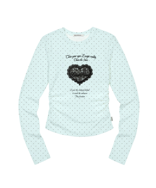 ESCAPEFROM(エスケープフロム)の「フェイクレースパッチプリントドットスリムフィットシャーリングロングスリーブピンク(Tシャツ/カットソー・レディース・その他・MEDIUM)」の4枚目の写真