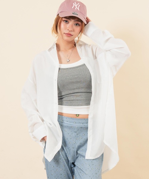 anap mimpi(アナップミンピ)の「サイドスリットシアーシャツ(シャツ/ブラウス・レディース・ブラウン/ホワイト/ブルー/グリーン・F)」の11枚目の写真