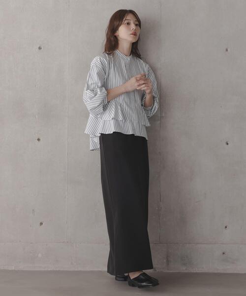 URBAN RESEARCH Sonny Label（アーバンリサーチサニーレーベル）の「『WEB限定』バンドカラーフリルストライプシャツ（シャツ/ブラウス・レディース・ホワイト系その他/ブラウン系その他/ブルー系その他・FREE）」の9枚目の写真