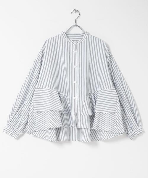 URBAN RESEARCH Sonny Label（アーバンリサーチサニーレーベル）の「『WEB限定』バンドカラーフリルストライプシャツ（シャツ/ブラウス・レディース・ホワイト系その他/ブラウン系その他/ブルー系その他・FREE）」の11枚目の写真