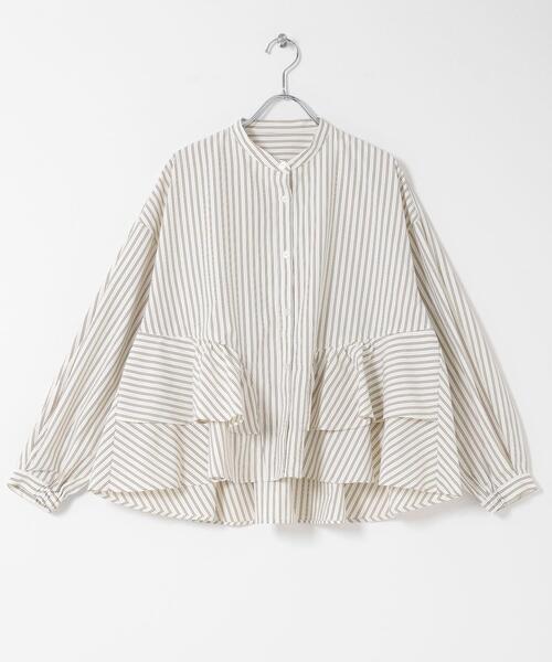 URBAN RESEARCH Sonny Label（アーバンリサーチサニーレーベル）の「『WEB限定』バンドカラーフリルストライプシャツ（シャツ/ブラウス・レディース・ホワイト系その他/ブラウン系その他/ブルー系その他・FREE）」の20枚目の写真