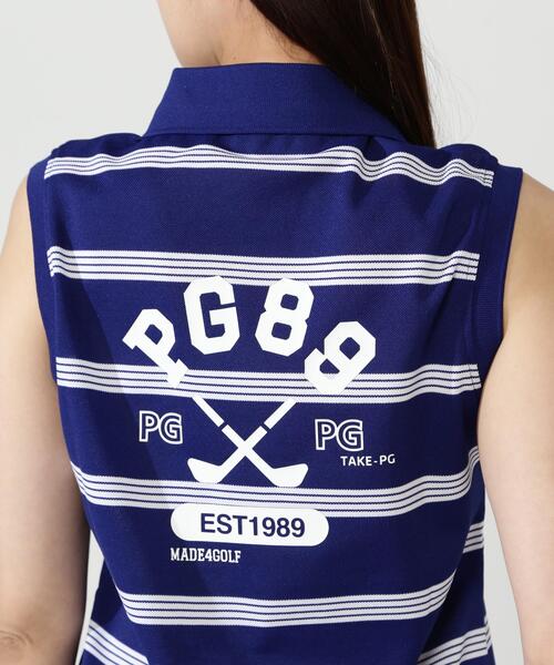 PEARLY GATES(パーリーゲイツ)の「【PEARLY GATES】Peカノコスリーブレスポロシャツ <ボーダー>(ポロシャツ・レディース・ダークインディゴブルー・SMALL/MEDIUM/LARGE/X-SMALL)」の10枚目の写真