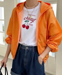 フード付きドローストリング薄手ジャケット