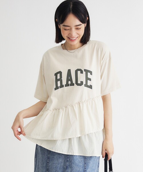 HONEYSUCKLE ROSE(ハニーサックルローズ)の「◆ピグメント切替ロゴプリントTシャツ(Tシャツ/カットソー・レディース・ダークグレー/オフホワイト・04/05)」の1枚目の写真