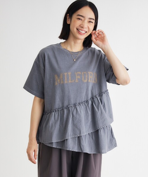 HONEYSUCKLE ROSE(ハニーサックルローズ)の「◆ピグメント切替ロゴプリントTシャツ(Tシャツ/カットソー・レディース・ダークグレー/オフホワイト・04/05)」の2枚目の写真
