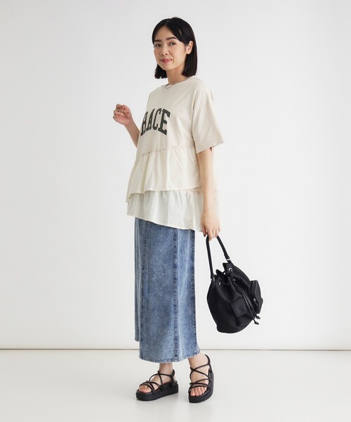 HONEYSUCKLE ROSE(ハニーサックルローズ)の「◆ピグメント切替ロゴプリントTシャツ(Tシャツ/カットソー・レディース・ダークグレー/オフホワイト・04/05)」の6枚目の写真