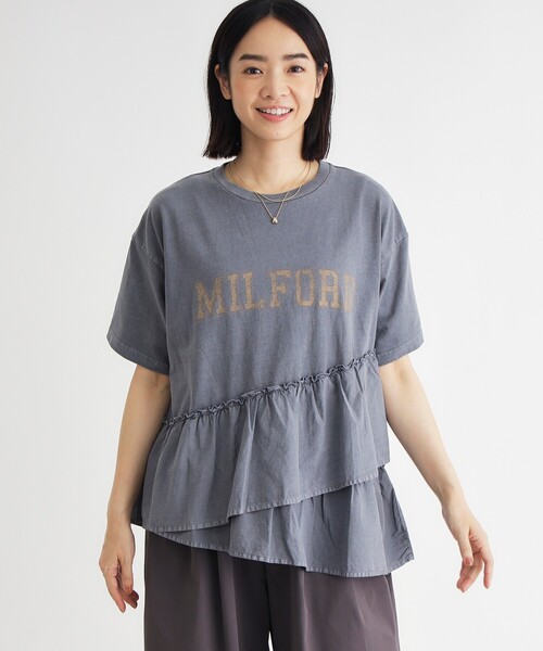HONEYSUCKLE ROSE(ハニーサックルローズ)の「◆ピグメント切替ロゴプリントTシャツ(Tシャツ/カットソー・レディース・ダークグレー/オフホワイト・04/05)」の8枚目の写真