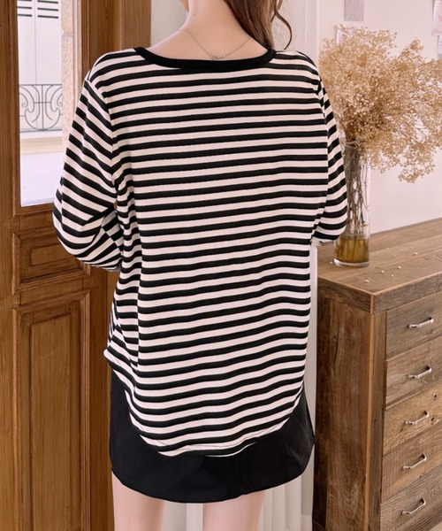 Ada.(エイダ)の「配色ボーダー ヘンリーネック カットソー(Tシャツ/カットソー・レディース・ネイビー/ホワイト/グレー・FREE)」の20枚目の写真