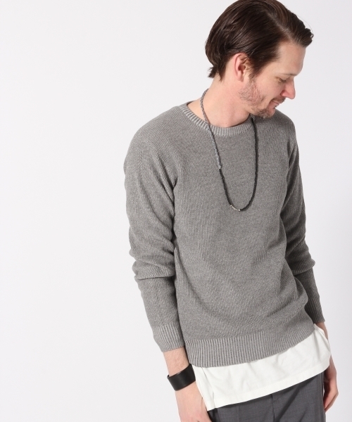 HARE（ハレ）の「カタアゼニットプルオーバー(HARE)（ニット/セーター・メンズ・オフホワイト/グレー/ブラック/ライトブルー・SMALL/LARGE/MEDIUM）」の3枚目の写真