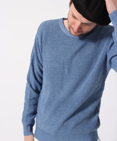 HARE（ハレ）の「カタアゼニットプルオーバー(HARE)（ニット/セーター・メンズ・オフホワイト/グレー/ブラック/ライトブルー・SMALL/LARGE/MEDIUM）」の4枚目の写真