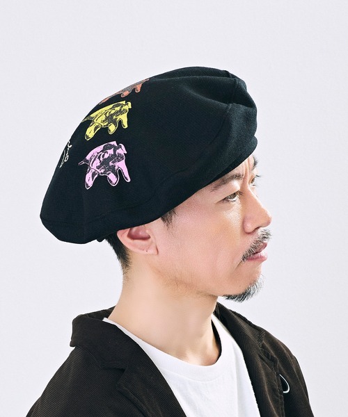 CA4LA(カシラ)の「COW MOTIF BERET(ハンチング/ベレー帽・メンズ・ブラック/オフホワイト/ベージュ・ONESIZE)」の7枚目の写真
