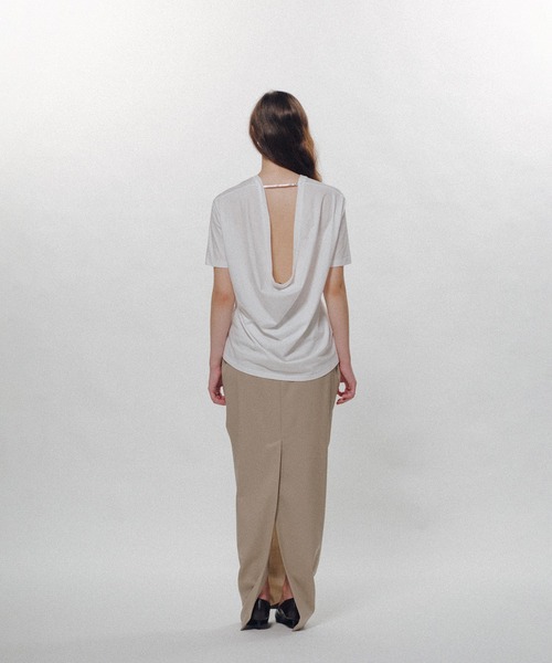 KEISUKEYOSHIDA(ケイスケヨシダ)の「Back Drape SS Tee(Tシャツ/カットソー・レディース・ネイビー/ホワイト/ブラック・L/M)」の1枚目の写真