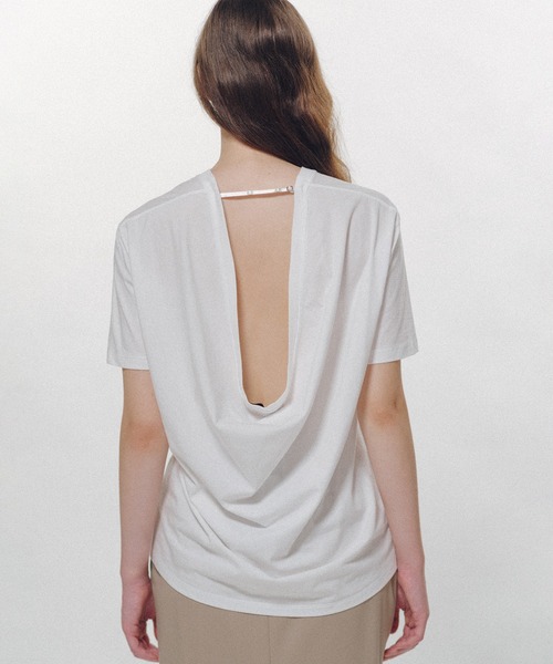 KEISUKEYOSHIDA(ケイスケヨシダ)の「Back Drape SS Tee(Tシャツ/カットソー・レディース・ネイビー/ホワイト/ブラック・L/M)」の7枚目の写真