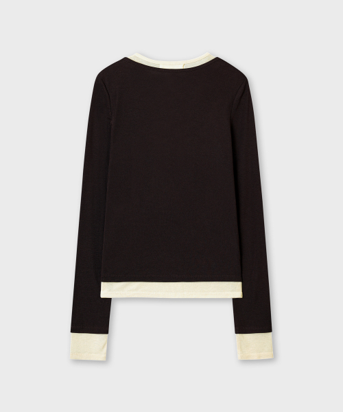 PLAC WOMEN(プレイス・ウィメン)の「レイヤードヘンリーロングスリーブブラウン(Tシャツ/カットソー・レディース・ブラウン・O/S)」の5枚目の写真