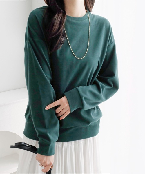 Viola e Viola(ヴィオラエヴィオラ)の「柔らか表起毛シンプルトップス(Tシャツ/カットソー・レディース・ブラック/ボルドー/ベージュ/グリーン/ライトベージュ・LL/M/L)」の4枚目の写真