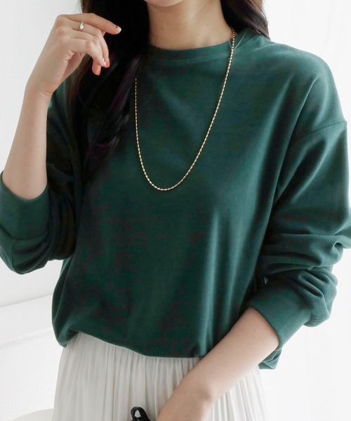 Viola e Viola(ヴィオラエヴィオラ)の「柔らか表起毛シンプルトップス(Tシャツ/カットソー・レディース・ブラック/ボルドー/ベージュ/グリーン/ライトベージュ・LL/M/L)」の15枚目の写真