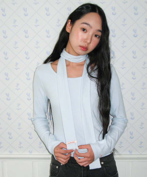 AMESWORLDWIDE(アメスワールドワイド)の「CLASSIC SCARF LS TEE SKY BLUE(Tシャツ/カットソー・レディース・その他・SMALL/MEDIUM)」の1枚目の写真